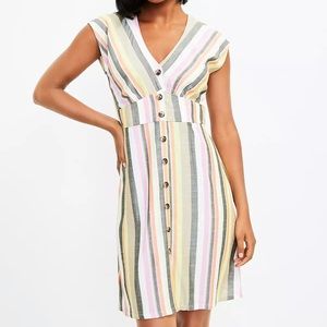 LOFT Striped Button Flare Dress (NWT)